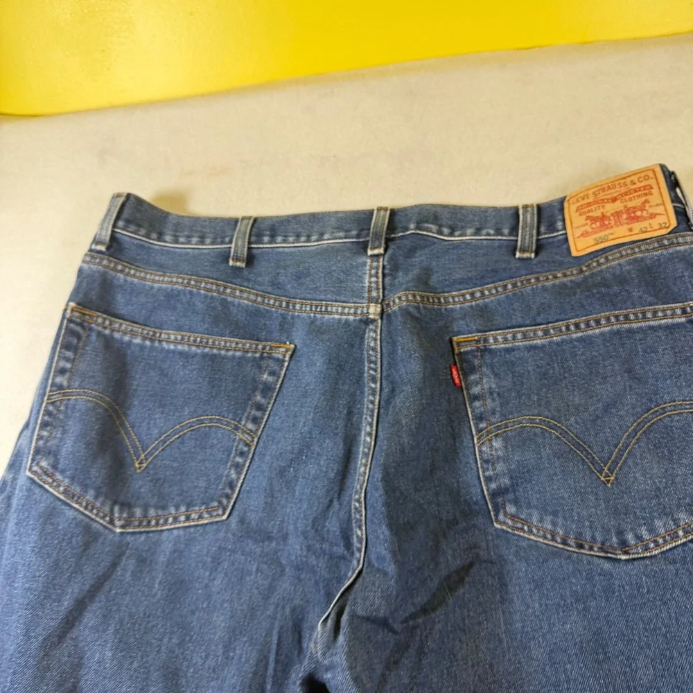 Levis 550 Relaxed Fit Blue Denim Jeans Mens 42x32 Tapered Leg 100% Cotton